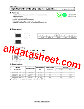 MPI252010MF-1R0M-1A6型号图片
