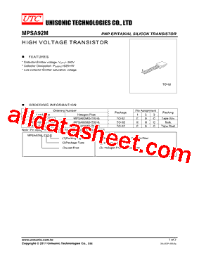 MPSA92MG-T92-R型号图片