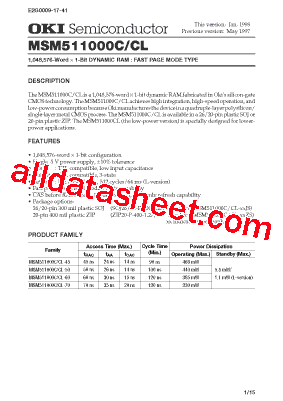 MSM511000CL-70JS型号图片