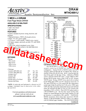 MT4C4001JECJA-12/883C型号图片