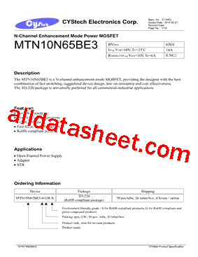 MTN10N65BE3型号图片