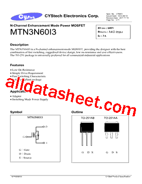 MTN3N60I3型号图片