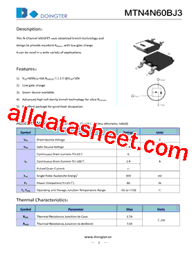 MTN4N60BJ3型号图片