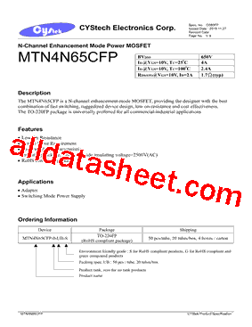 MTN4N65CFP-0-UB-S型号图片