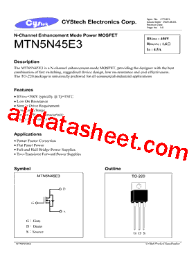 MTN5N45E3型号图片