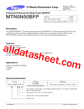 MTN5N50BFP型号图片