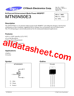 MTN5N50E3型号图片