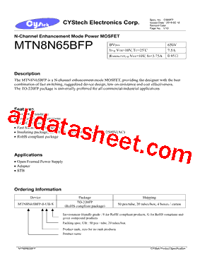 MTN8N65BFP型号图片