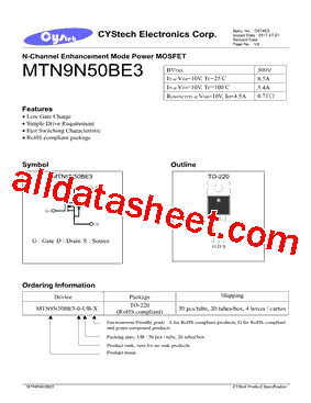 MTN9N50BE3-0-UB-X型号图片