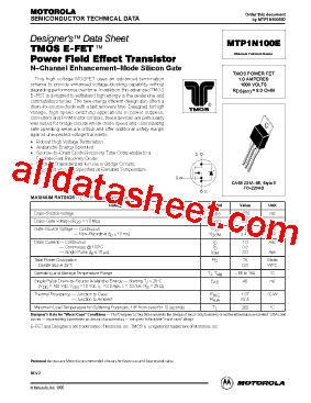 MTP1N100E型号图片