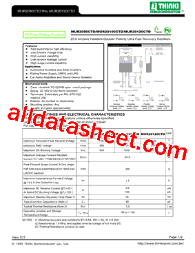 MUR20100CTD型号图片
