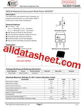 NCE0110AK型号图片