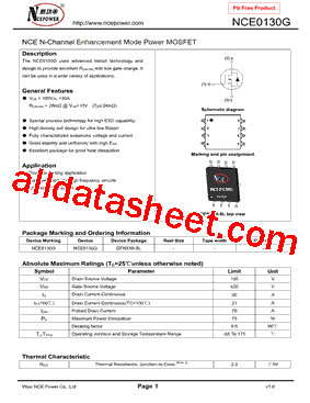 NCE0130G型号图片