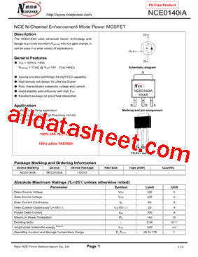 NCE0140IA型号图片