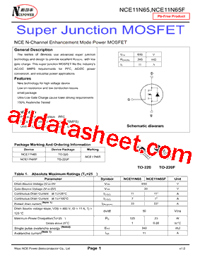 NCE11N65F型号图片