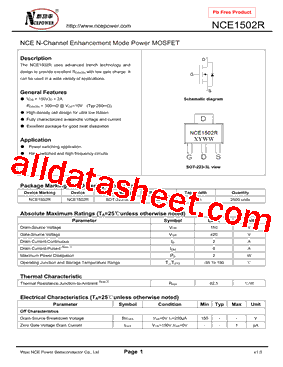 NCE1502R型号图片