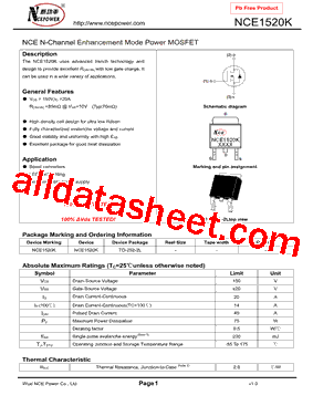 NCE1520K型号图片