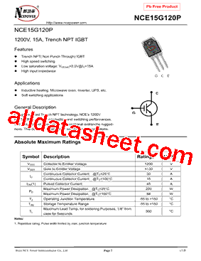 NCE15G120P型号图片