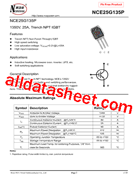 NCE25G135P型号图片