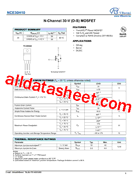 NCE30H10型号图片