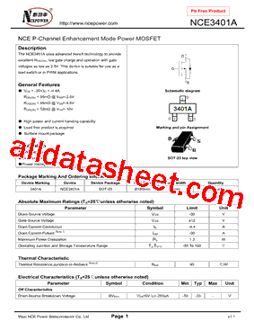 NCE3401A型号图片