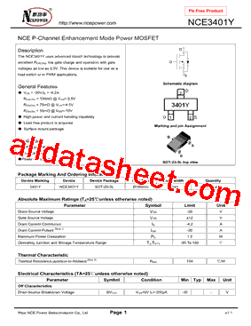 NCE3401Y型号图片