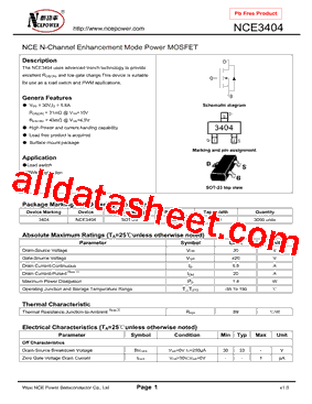 NCE3404型号图片