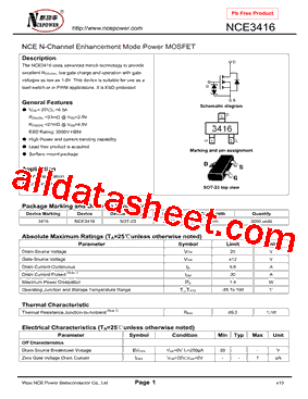 NCE3416型号图片