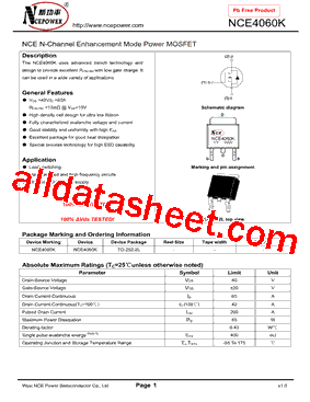 NCE4060K型号图片