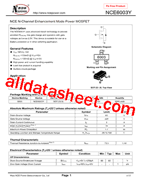NCE6003Y型号图片