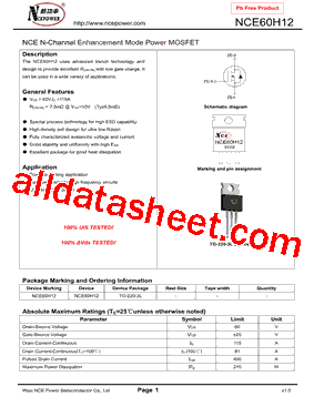 NCE60H12型号图片