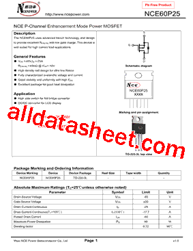 NCE60P25型号图片