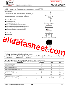NCE60P50K型号图片