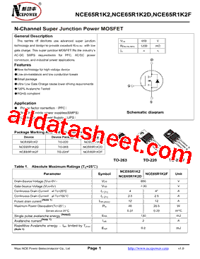 NCE65R1K2型号图片