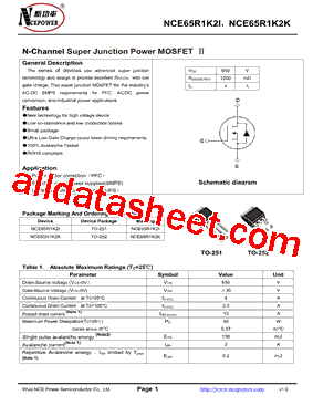 NCE65R1K2I型号图片