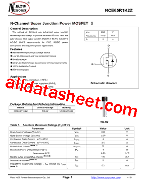NCE65R1K2Z型号图片