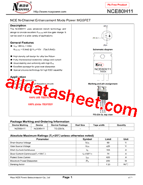 NCE80H11型号图片