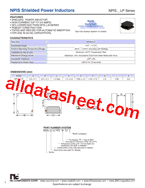 NPIS21LP1R0MTRF型号图片