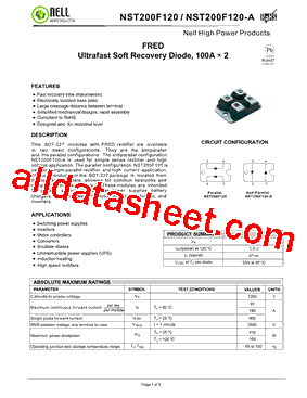 NST200F120-A型号图片