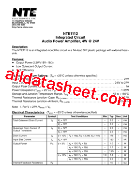 NTE1112型号图片