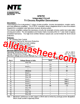NTE791型号图片