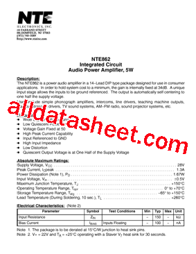 NTE862型号图片