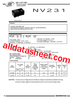 NV2312CSNILDC12V0.55型号图片