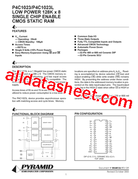 P4C1023L-70CWC型号图片