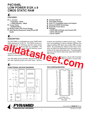 P4C1048L-55CWC型号图片