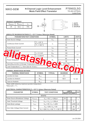 P75N02LSG型号图片