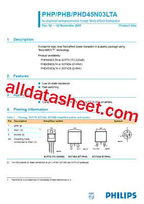 PHP45N03LTA型号图片