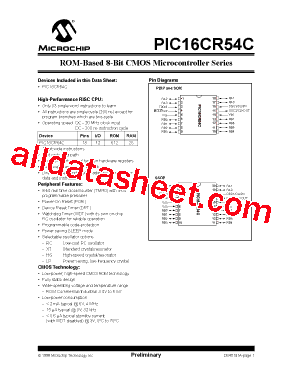 PIC16C54-04I/P型号图片