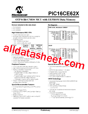 PIC16CE625-20/JW型号图片