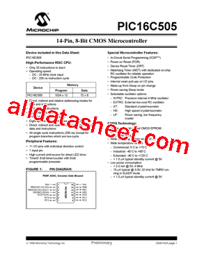 PIC16LC505-04E/P型号图片